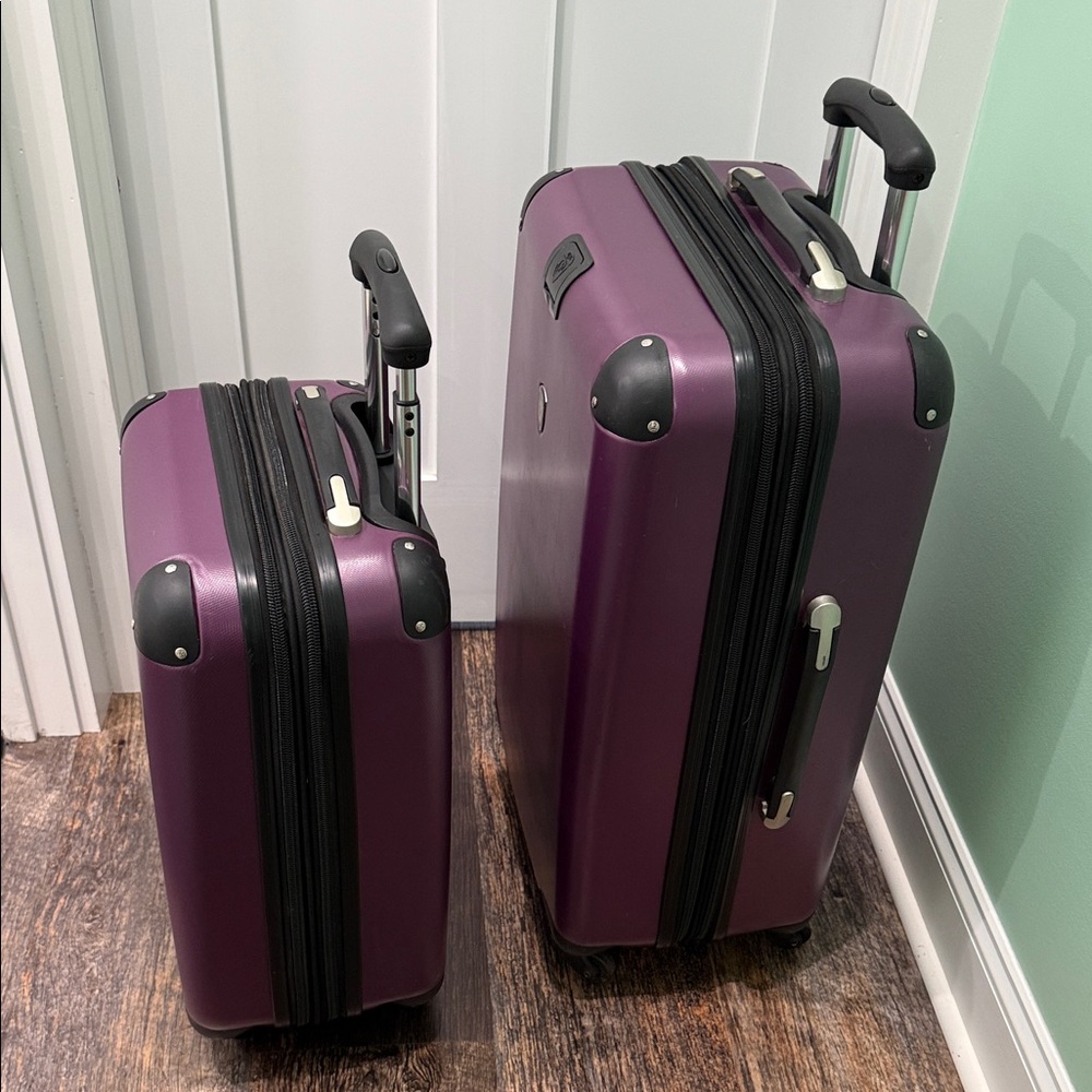 2 Piece Set Of Heys Hardside Spinner Luggage In Purple. Carry On And Checked Bag - Picture 7 of 16